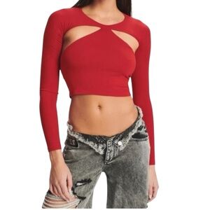 SER.O.YA Sierra Keyhole Cutout Crop Top Red Size Small NWT
